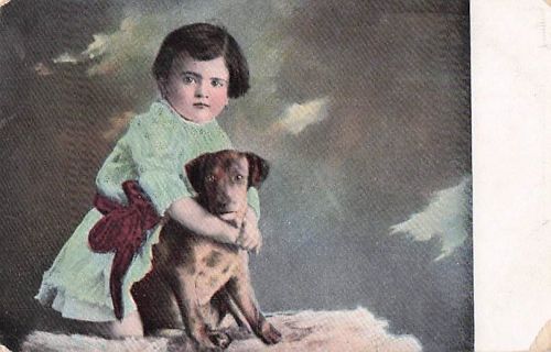 Ak Mädchen, Brauner Hund, Portrait