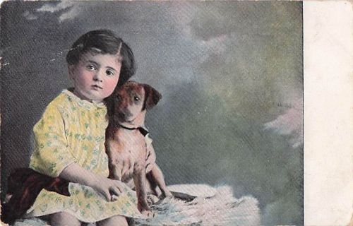 Ak Mädchen, Brauner Hund, Portrait
