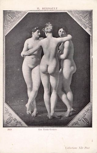 AK Die drei Grazien“ (Les Trois Grâces) des klassizistischen Malers Jean-Baptiste Regnault