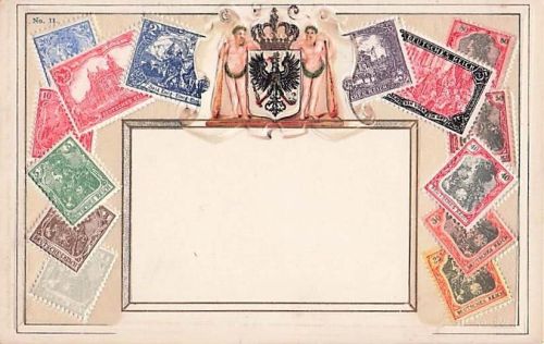 Deutsches Wappen, Reichswappen, Briefmarken, geprägte Karte, Themenpostkarte