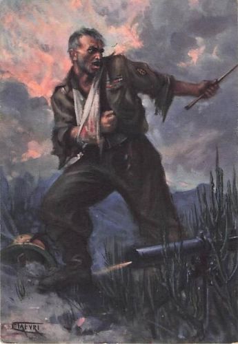 Propagandapostkarte der italienischen Miliz (MVSN) aus der Serie für Italienisch-Ostafrika (A.O.I.)