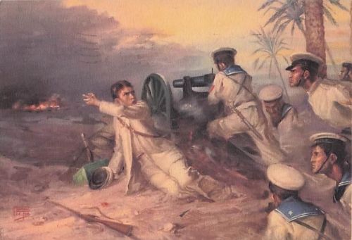 ITALIEN OSTAFRIKA FASCHISTISCHE PROPAGANDA ITALIENISCHE MATROSEN IN LIBYEN ZEIGEN PEPE