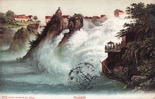 Antike AK Schweizer Postkarte Zürich Rheinfall, malerische