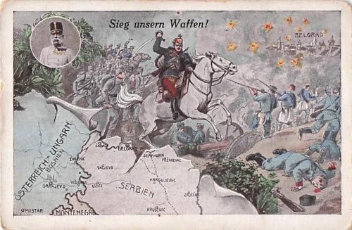 Österreich WWI Patriotische Karte Sieg unser Waffen Victory Serbien