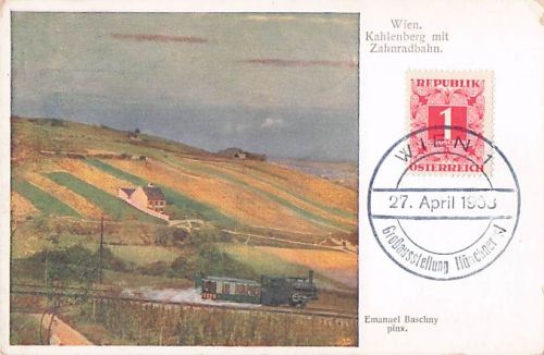 Künstler-Ansichtskarte Wien, Kahlenberg mit Zahnradbahn