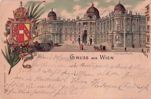 Lithographie Wien, Am Michaelerplatz, Wappen