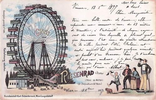 Lithographie Wien, Prater, Riesenrad