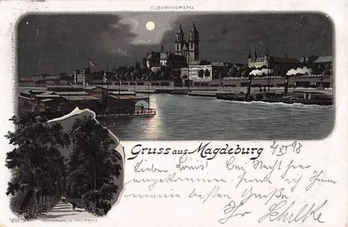 AK Gruss aus Magdeburg Monschein-Litho
