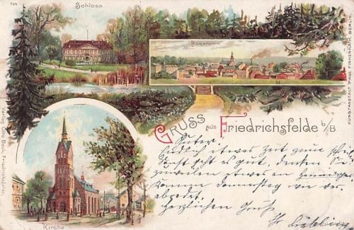 Postkarte Carte Postale Friedrichsfelde Berlin Schloss Kirche Litho