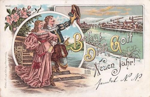 Lithografie mit dem Motiv „Der Trompeter von Säckingen