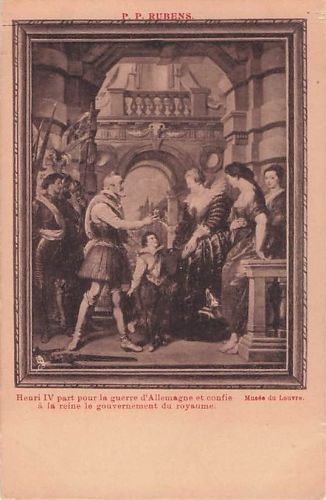 AK Grafik Rubens Die Übergabe der Regentschaft Maria von Medici Heinrich IV