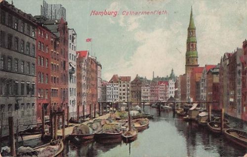 Ansichtskarte Alt-Hamburg, Fleet b. Grimm mit Booten