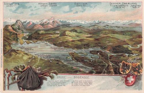Gruss vom Bodensee Konstanz Glärnisch Berner Oberland Postkarte AK
