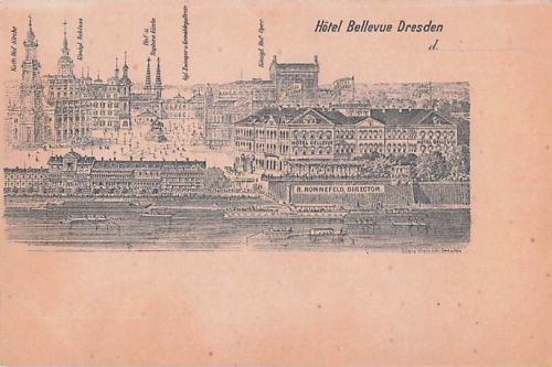 Alte AK Dresden Hotel Bellevue Inh. R. Rönnefeld Elbe Altstadt-Ansicht um 1900