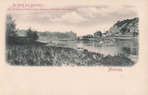 An Bord des Dampfers: der Sächsisch-Röhmischen Dampfschifffahrts-Gesellschaft. Meissen.