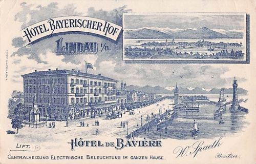Alte Litho Lindau Bodensee - Hotel Bayerischer Hof - W. Spaeth