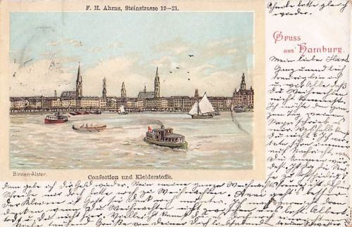 Alte AK Hamburg Binnen-Alster 1898 - Gruss aus Hamburg Litho Reichspost Stempel