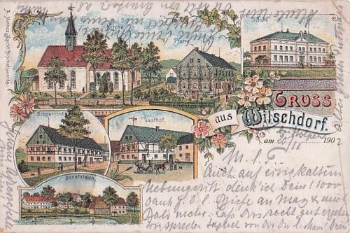 Alte AK Litho Wilschdorf Dürrröhrsdorf Dittersbach Sachsen Kirche Gasthof 1902