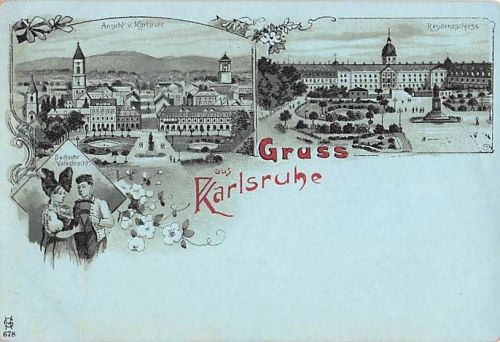 Lithographie „Gruss aus Karlsruhe