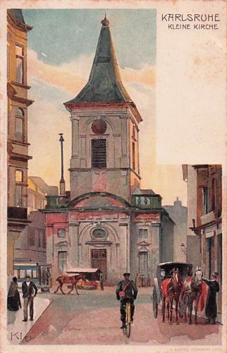 AK Karlsruhe in Baden, Kleine Kirche, historische Architektur