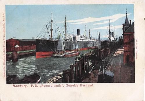 Hamburg. P.-D. „Pennsylvania", Getreide löschend.