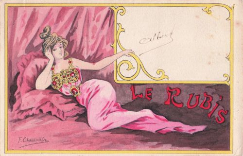 CHAMOUIN, KÜNSTLER SIGNIERT, JUGENDSTIL, LE RUBIS, Vintage-Postkarte