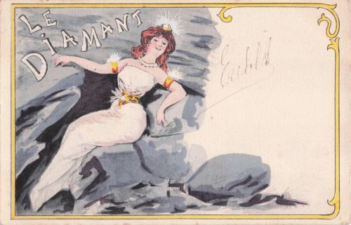 CHAMOUIN, KÜNSTLER SIGNIERT, JUGENDSTIL, LE DIAMANT, Vintage-Postkarte