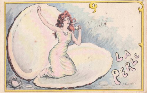 CHAMOUIN, KÜNSTLER SIGNIERT, JUGENDSTIL,LAE PERLE F. Chamovin, Vintage-Postkarte
