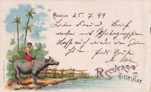 Die historische Postkarte aus Manila vom 25. Juli 1899 (Military Mail / Philippinisch-Amerikanischer Krieg)