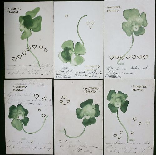 Künstlers Raphael Kirchner aus dem Jahr 1899.„À Quatre Feuilles“ (Vierblättriger Klee)