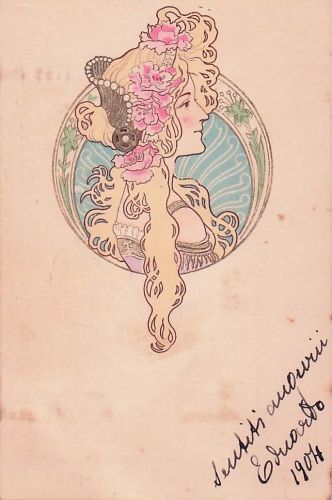 originale Jugendstil-Ansichtskarte (Art Nouveau)