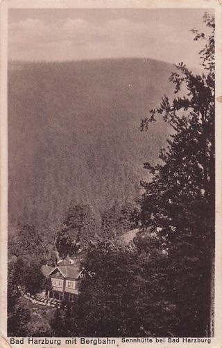 Alte AK Bad Harzburg 1933 Sennhütte Bergbahn Sonderstempel Schmelzers Hotel Holland
