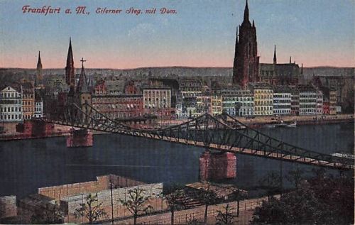 Frankfurt a. M., Gilerner Steg, mit Dom.