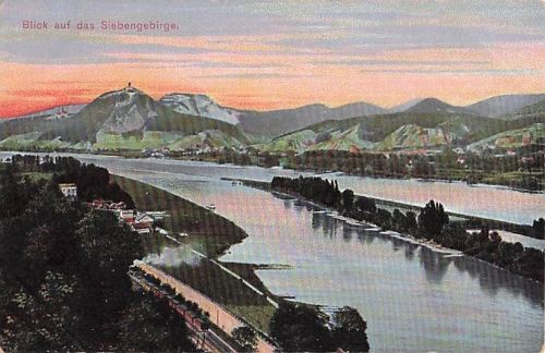AK Postkarte Blick auf das Siebengebirge am Rhein Drachenfels gelaufen um 1900