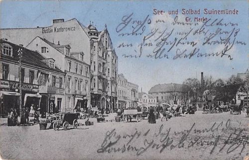 Alte AK Swinemünde Świnoujście Großer Markt Gustav Kantorowicz Pommern um 1910