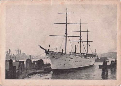 Alte AK Hamburg Segelschiff Hein Godenwind HJ Jugendherberge 1934 gelaufen Stempel