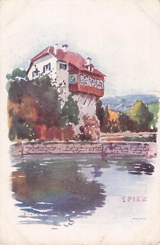 Alte Künstler-Ansichtskarte Spiez am Thunersee - Vouga & Cie - Maurice Reymond