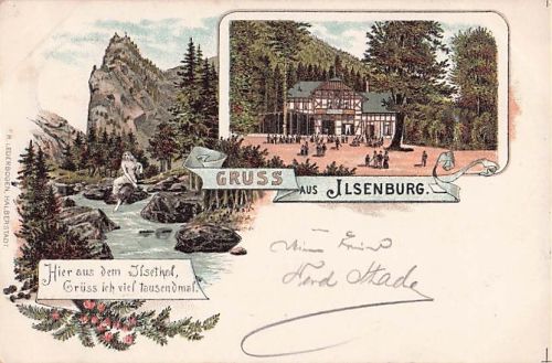 Alte Litho AK Ilsenburg im Harz Ilsetal Gasthaus Ilsestein um 1896