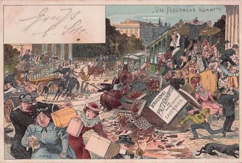 Historische Litho Postkarte Berlin ohne Strassenbahn Mai 1900 Patzenhofer Bier Jux