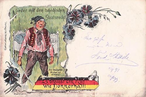 Litho Nieder mit dem tschechischen Staatsrecht, Der Deutsche Michel ist erwacht