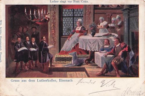Eisenach, Deutschland: Luther singt für Ursula Cotta – Antike Postkarte