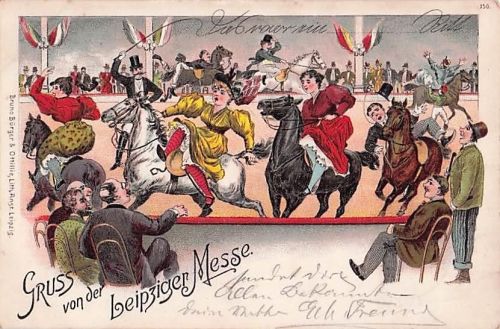 Alte Litho Postkarte Leipzig Leipziger Messe Zirkus Manege Bruno Bürger 1897