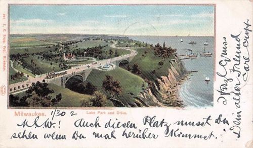 Postkarte C-1905 Wisconsin Milwaukee Lake Park & ​​Drive Kropp ungeteilt