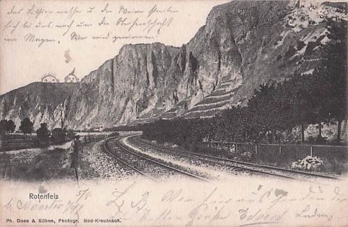 Ansichtskarte des Rotenfels bei Bad Münster am Stein