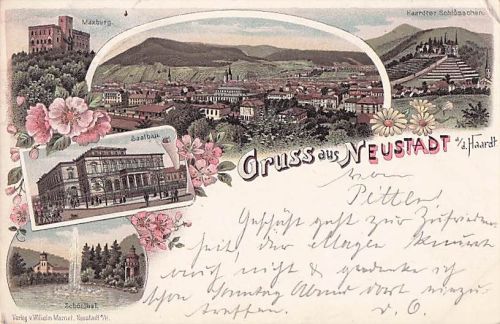 Ak Litho Neustadt an der Haardt 1898 Maxburg Saalbau Schlösschen gelaufen Pfalz