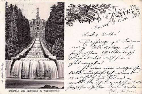 Alte AK Cassel Wilhelmshöhe Kaskaden Herkules 1899 nach Elberfeld Krone/Adler