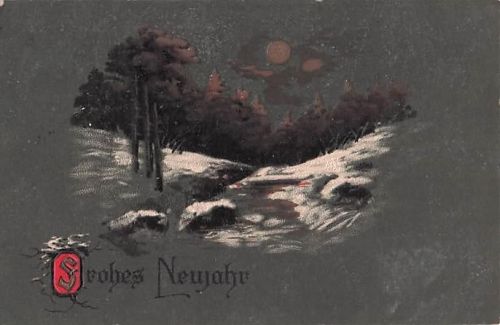 Ak Fröhliches Neujahr Winterlandschaft Mondschein Litho gelaufen Köln 1908 Top