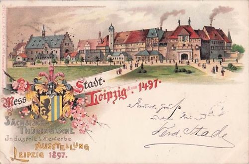 Wappen Litho Leipzig, Sächsisch Thüringische Industrie und Gewerbeausstellung 1897