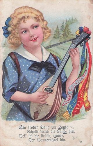 Historische Künstlerpostkarte / Motivkarte – Wandervogel-Bewegung um 1910–1920