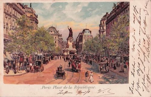 Alte AK Paris um 1900 – Place de la République / Rue du Temple